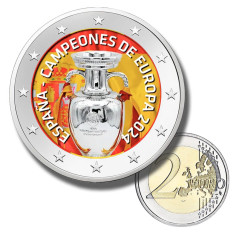 2 Euro Coloured Coin Football España Campeones Euro 2024-2