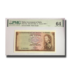 PMG 64 Choice Uncirculated Malta Banknote PICK 26a 1949 1 Pound A/3