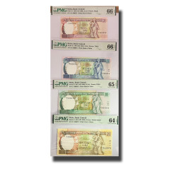 PMG 64-66 Choice Uncirculated Malta Banknote Set of 4 PICK  44 43 42 41 1967 20 10 2 5 Liri  D/1 C/1 A/1  B/1