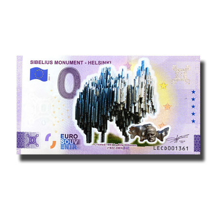 0 Euro Souvenir Banknote Sibelius Monument- Helsinki Colour Finland LECD 2023-1