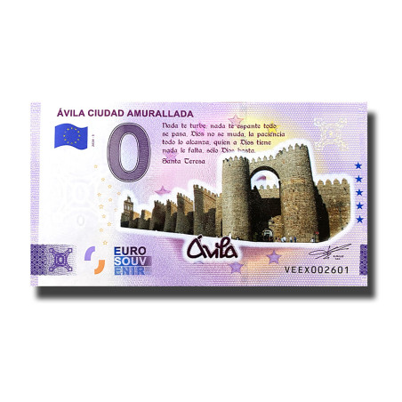 0 Euro Souvenir Banknote Avila Ciudad Amurallada Colour Spain VEEX 2024-3