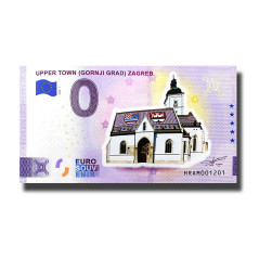 0 Euro Souvenir Banknote Upper Town Zagreb Colour Croatia HRAM 2024-1