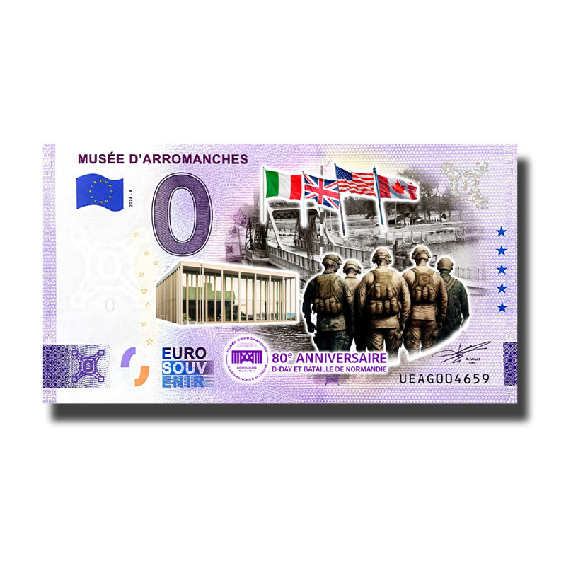 0 Euro Souvenir Banknote Musee D'Arromanches Colour France UEAG 2024-4