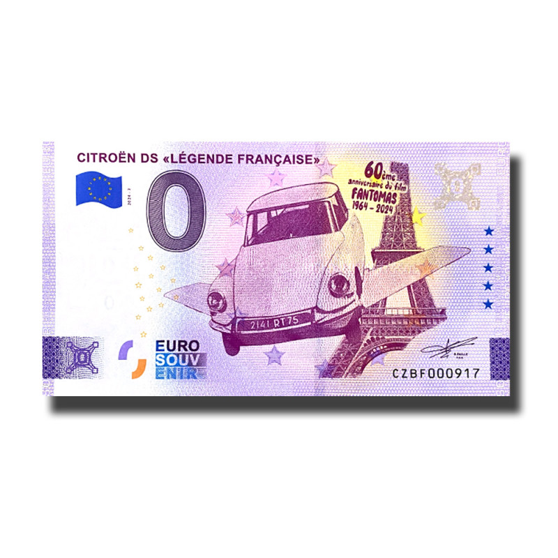 0 Euro Souvenir Banknote Citroen DS Legende Francaise Czech CZBF 2024-3