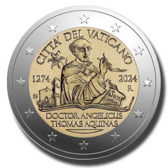 2024 Vatican 750th Anniversary of the Death of Saint Thomas Aquinas 2 Euro Coin