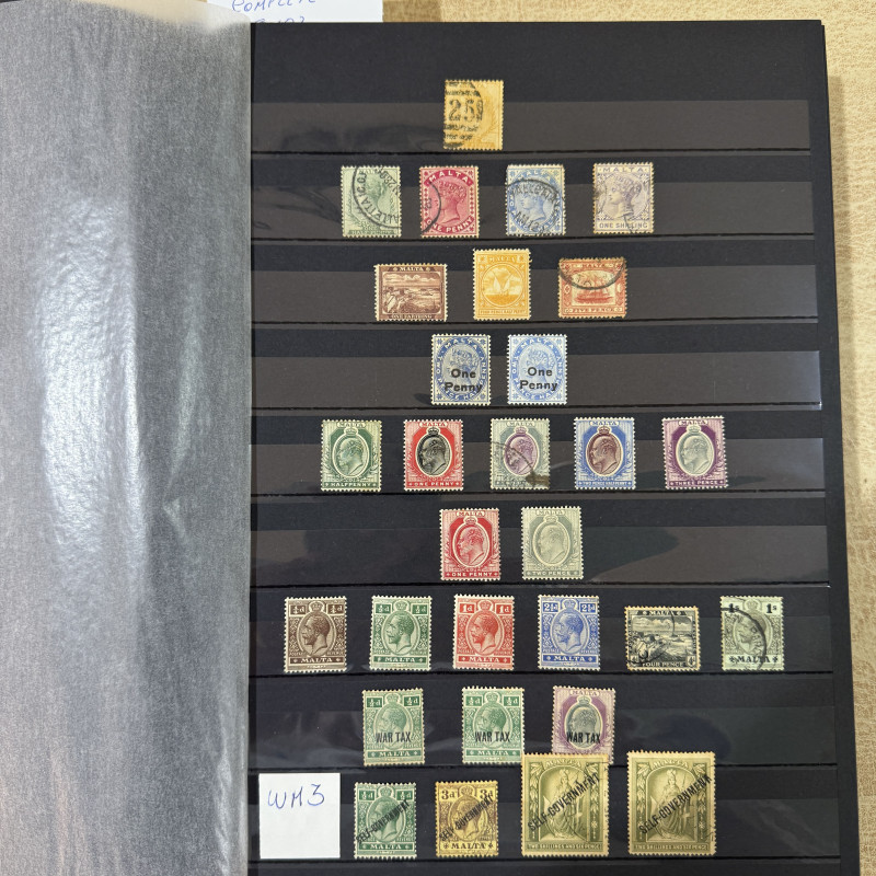 1860-1990 Malta Stamp Collection Mint and Used Extremely Fine Condition Cat $850