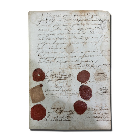 1803 Tunis Consular Mail Document Letter Wax Seal British High Ranking Signed