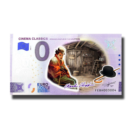 0 Euro Souvenir Banknote Cinema Classic Charlie Chaplin Colour Malta FEBH 2024-1