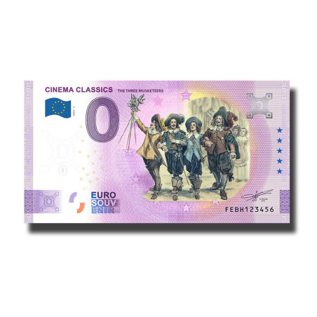 0 Euro Souvenir Banknote Cinema Classic The Three Musketeers Colour Malta FEBH 2024-2