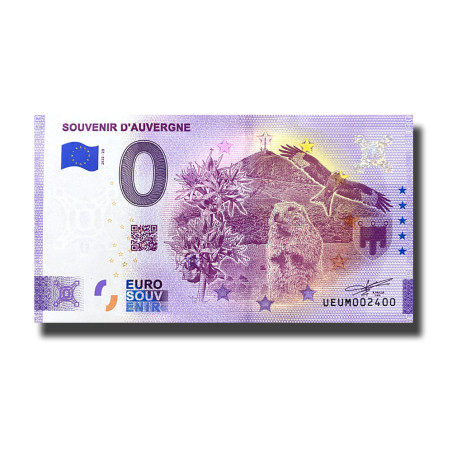 0 Euro Souvenir Banknote Souvenir D'Auvergne France UEUM 2022-10