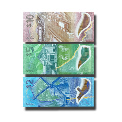 2022 Barbados 25 and 10 Dollar Set of 3 Polymer Banknote Uncirculated