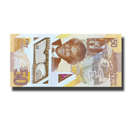 2019 Eastern Caribbean 50 Dollars P59 Polymer Banknote Uncirculated