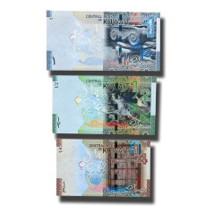 2014 Kuwait Quarter half and 1 Dinar Set of 3 Banknote Uncirculated