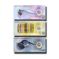 2017 Maldives 5, 10, 20 Rufiyaa Set of 3 P26a Polymer Banknote Uncirculated