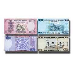 2014-2019 Rwanda 500, 1000,2000,5000 Francs Set of 4 Banknote Uncirculated