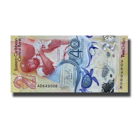 2024 Eastern Caribbean 2 Dollars Polymer Banknote Uncirculated