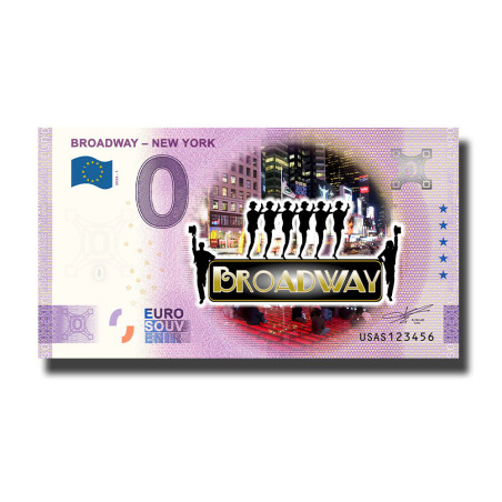 0 Euro Souvenir Banknote Broadway- New York Colour USA USAS 2024-1