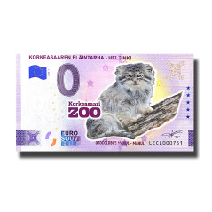 0 Euro Souvenir Banknote Korkeasaaren Elaintarha-Helsinki Colour Finland LECL 2024-1