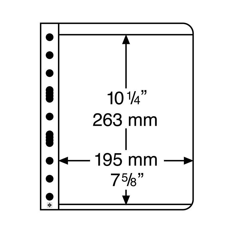 Leuchtturm Plastic Pockets VARIO, 1-way division, clear film, pack of 5