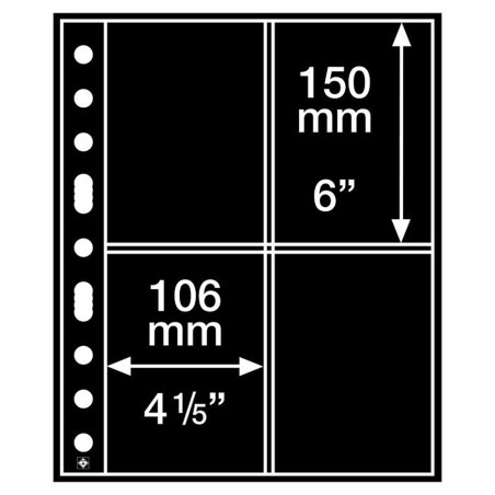 Leuchtturm Grande 2st plastic envelopes with 4 pockets for postcards, black, pack of 5
