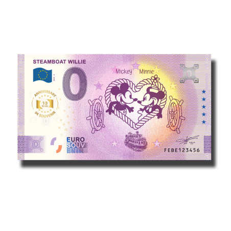 Anniversary 0 Euro Souvenir Banknote Steamboat Willie Malta FEBE 2025-3
