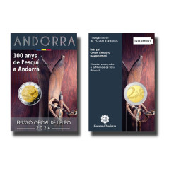 2024 Andorra 100 years of Skiing + Mountain Bike World Championship 2 Euro Coin Card Set of 2