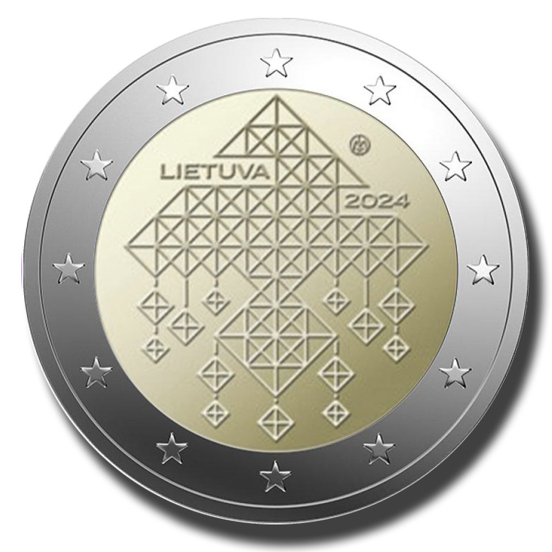 2024 Lithuanian Tradition of Straw Gardens 2 Euro Coin