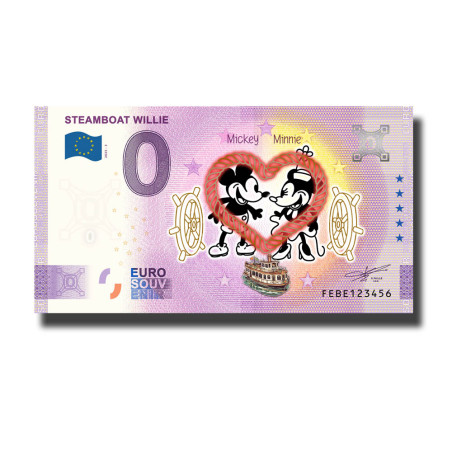 0 Euro Souvenir Banknote Steamboat Willie Colour Malta FEBE 2025-3
