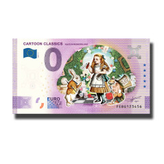 0 Euro Souvenir Banknote Cartoon Classic Alice in Wonderland Colour Malta FEBG 2025-4