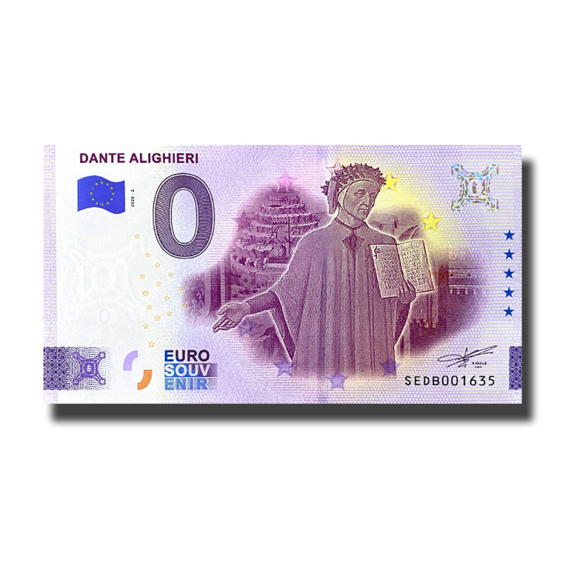 0 Euro Souvenir Banknote Dante Alighieri Italy SEDB 2025-2