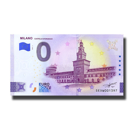 0 Euro Souvenir Banknote Milano Castello Sforzesco Italy SEDW 2025-2