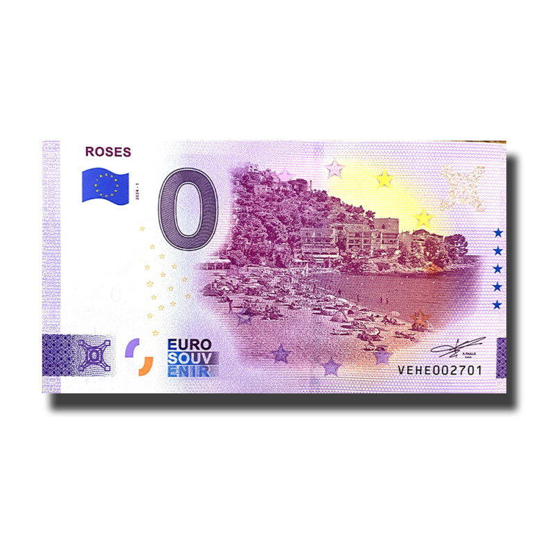 0 Euro Souvenir Banknote Roses Spain VEHE 2024-1 0 Euro Souvenir Banknote Roses Spain VEHE 2024-1