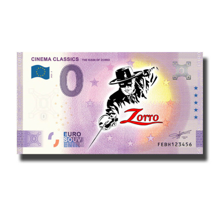 0 Euro Souvenir Banknote Cinema Classic: The Mark of Zorro Colour Malta FEBH 2025-3