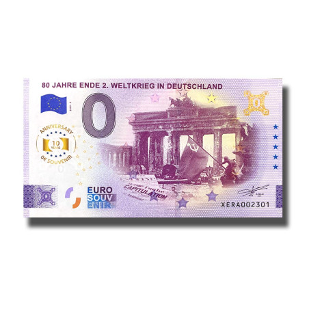Anniversary 0 Euro Souvenir Banknote 80 Jahre Ende 2. Weltkrieg in Deutschland Germany XERA 2025-2