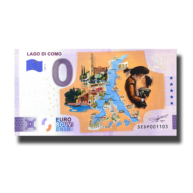 0 Euro Souvenir Banknote Lago Di Como Colour Italy SEDP 2025-2