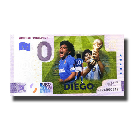 0 Euro Souvenir Banknote Diego 1960-2020 Colour Italy SEDL 2025-4