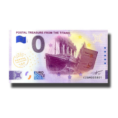 0 Euro Souvenir Banknote Postal Treasure From the Titanic- Golden Edition Czech Republic CZBM 2024-1