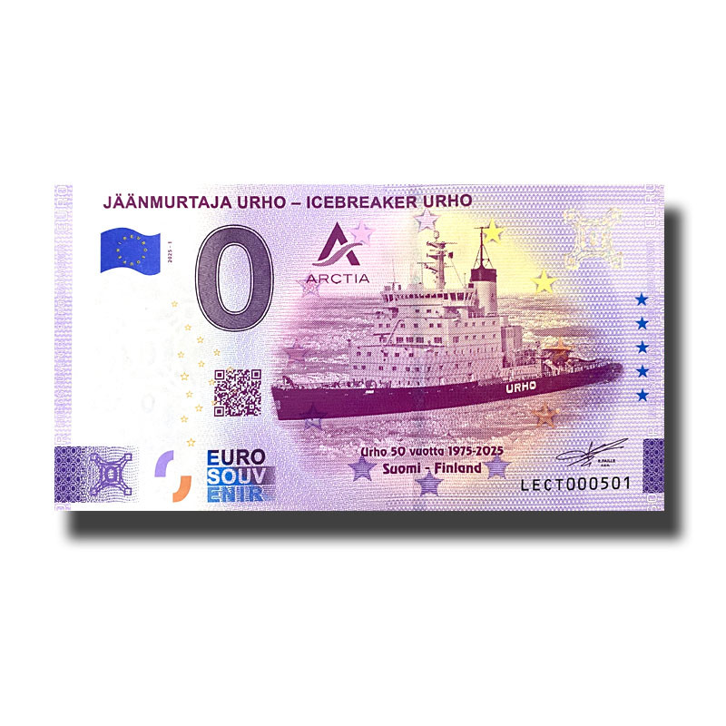 0 Euro Souvenir Banknote Jaanmurtaja Urho- Icebreaker Urho Finland LECT 2025-1 0 Euro Souvenir Banknote Jaanmurtaja Urho- Icebreaker Urho Finland LECT 2025-1