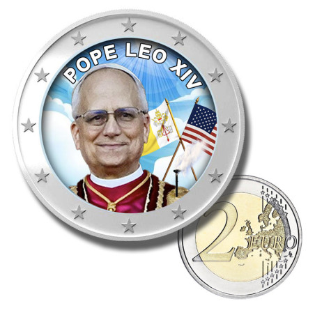 2 Euro Coloured Coin Pope Leo XIV