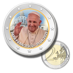 2 Euro Coloured Coin Papa Francesco 21.04.25