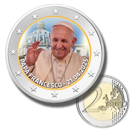 2 Euro Coloured Coin Papa Francesco 21.04.25