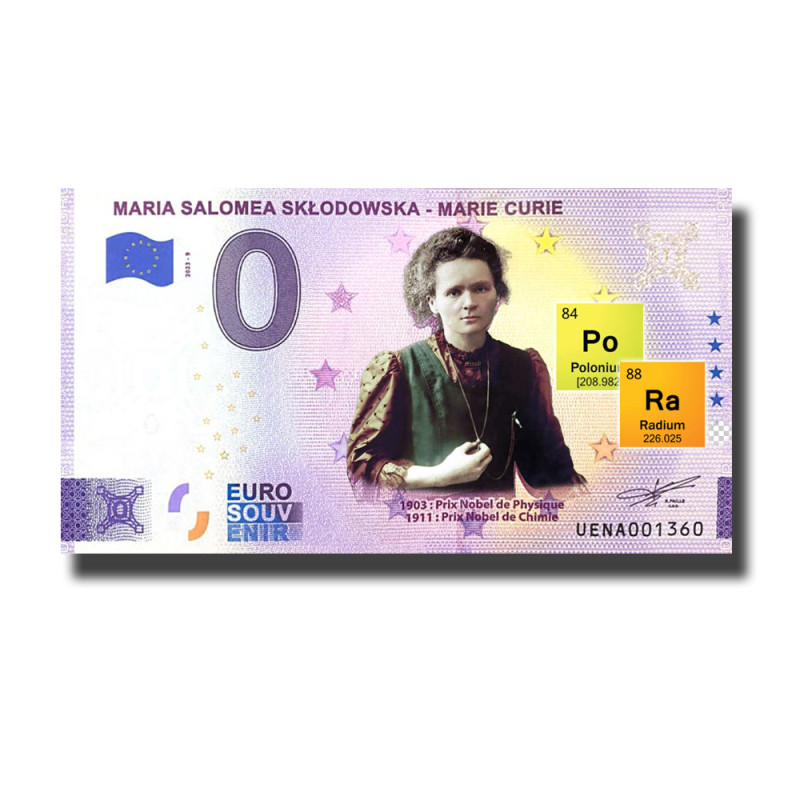 0 Euro Souvenir Banknote Maria Salomea Sklodowska- Marie Curie Colour France UENA 2023-9 0 Euro Souvenir Banknote Maria Salomea Sklodowska- Marie Curie Colour France UENA 2023-9