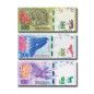 Argentina 100, 200 and 500 pesos Set of 3 Uncirculated Banknotes