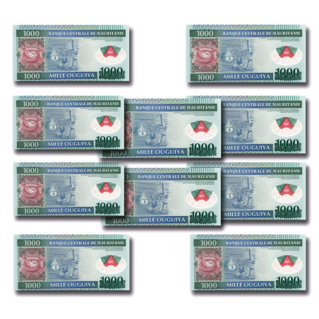 2014 Mauritanie 1000 Ouguiya Pack of 10 Banknote Uncirculated