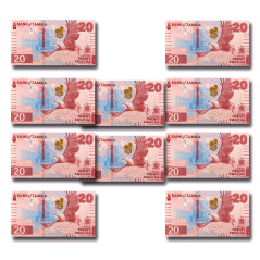 Zambia Twenty Kwacha Pack of 10 Uncirculated Banknotes
