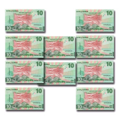 Zambia Ten Kwacha Pack of 10 Uncirculated Banknotes