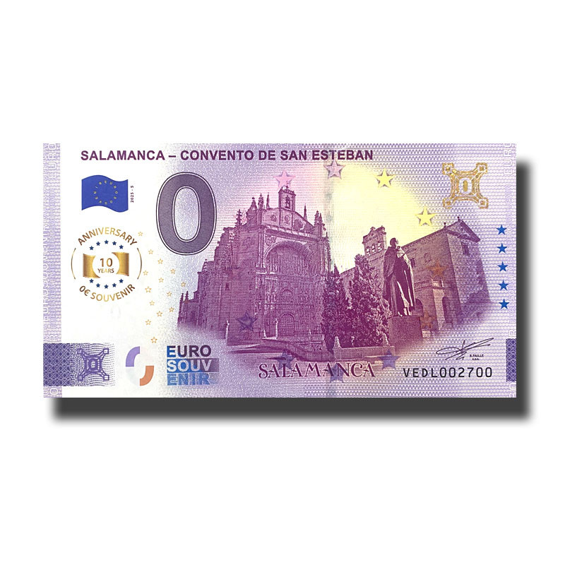 Anniversary 0 Euro Souvenir Banknote Salamanca- Convento de San Esteban Spain VEDL 2025-5