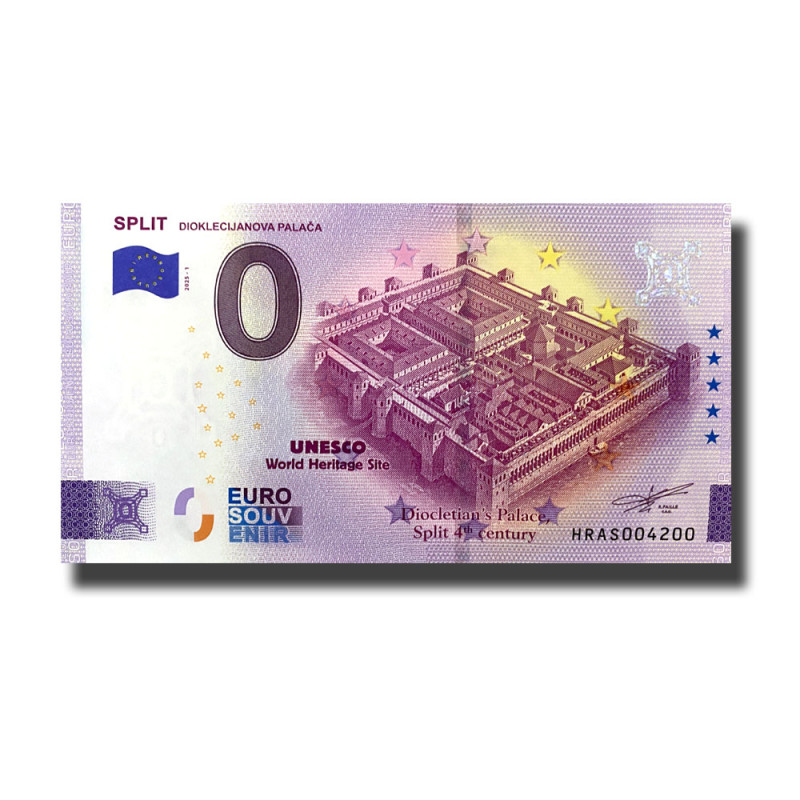 0 Euro Souvenir Banknote SPLIT DIOKLECIJANOVA PALACA Croatia HRAS 2025-1