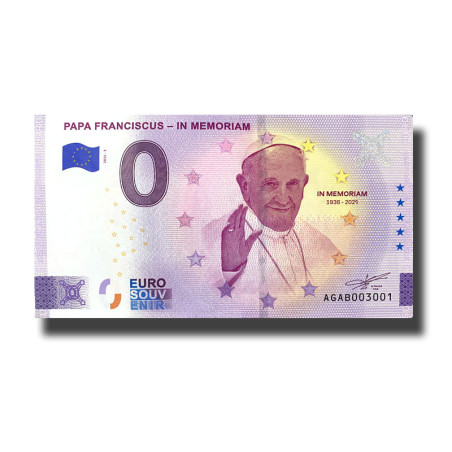 0 Euro Souvenir Banknote Papa Franciscus Memoriam Argentina AGAB 2025-3