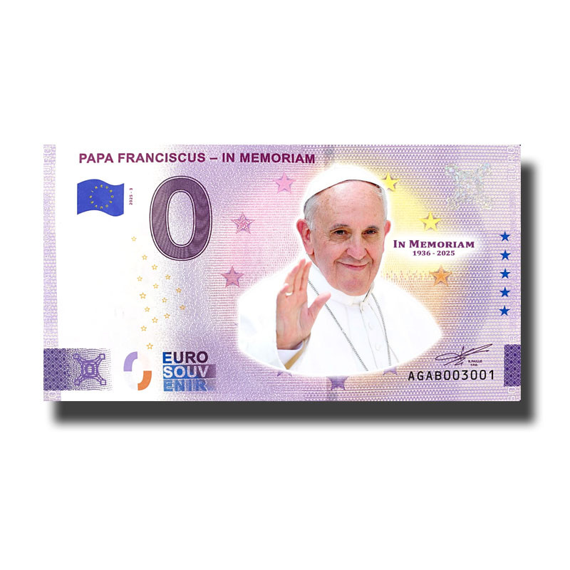 0 Euro Souvenir Banknote Papa Franciscus Memoriam Colour Argentina AGAB 2025-3